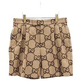 Gucci Pantaloncini in tela Jumbo con logo GG marrone