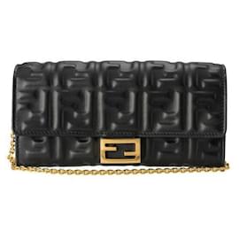 Baguette Continental-Portemonnaie aus Nappaleder mit Kette - Fendi