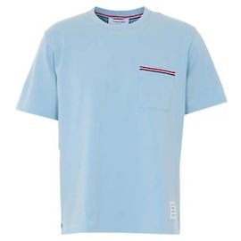 Thom Browne T-shirt in cotone RWB a maniche corte con taschino