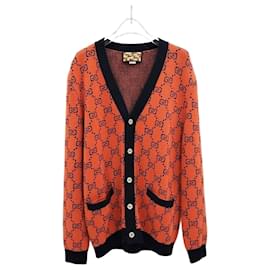 gg GG Cardigan aus Baumwoll-Jacquard in Orange - Gucci