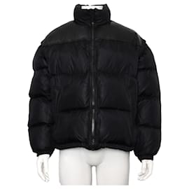 Giacca imbottita da uomo con logo e patch in pelle nera sul collo - Céline