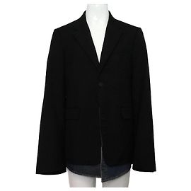 Balenciaga Giacca Blazer Oversize a Strati in Denim di Cotone Nero