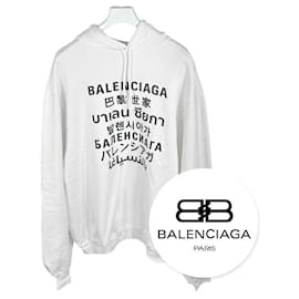 Herren Multi-Language Fleece-Hoodie Weiß Authentisch - Balenciaga