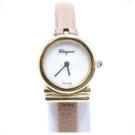 Salvatore Ferragamo Orologio da donna con cinturino in pelle e quadrante in madreperla Gancini placcato oro