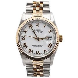 Rolex Orologio da uomo Datejust combinazione oro bianco romano