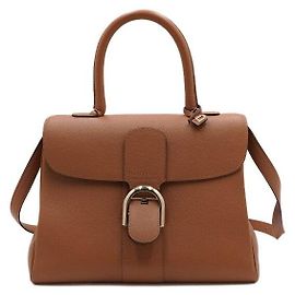 Delvaux Bolso Tote y Bolso de Hombro Rodeo en Piel de Becerro Gold Brown Brillant MM