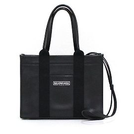 Balenciaga Black Calfskin Handled Hardware Small Tote Bag and Shoulder Bag