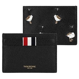 Thom Browne Pebble Grain Goose Embroidery Three-Stripe Tab Card Holder