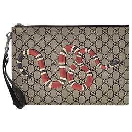 Gucci GG Supreme Snake Strap Clutch Bag