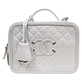Chanel Borsa Vanity Tote in filigrana Caviar argento