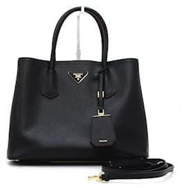 Prada Gold Logo Saffiano Double Medium Tote Bag und Schultertasche