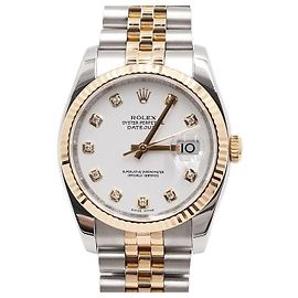 Rolex Orologio da uomo Datejust in combinazione d'oro con diamanti, quadrante bianco