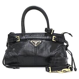 Borsa Bonnie Mini Tote e Borsa a Tracolla in Pelle Nera - Prada