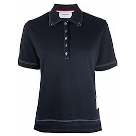 Three-Stripe Tab Wool Tech Milano Stitch Polo T-Shirt - Thom Browne