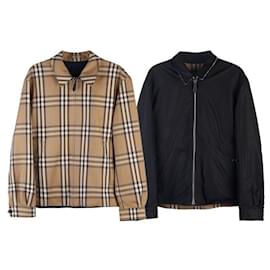 Burberry Men's Reversible Check Cotton Harrington Jacket