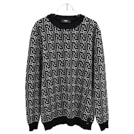 ff Logo Round Wool Knit Black - Fendi