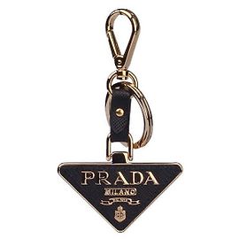 Prada Portachiavi in Saffiano con logo triangolo in metallo