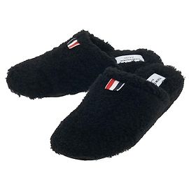 Thom Browne Pantufas de pele de carneiro para homem com etiqueta de logótipo