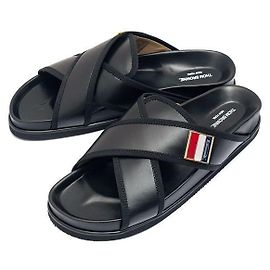 Thom Browne Sandali a fascia incrociata in pelle di vitello smaltata