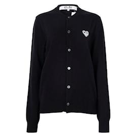 Comme Des Garcons Wollcardigan mit schwarzem Herz-Logo