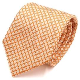 Gravata de seda para homem Orange Blanc - Hermès