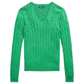 Ralph Lauren V-Neck Strickpullover aus Pima-Baumwolle mit besticktem Pony-Logo