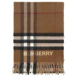 Burberry Bufanda de cachemira con flecos y cuadros anchos
