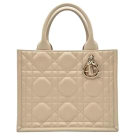 Book Tote Bag Small Cannage Powder Beige - Dior