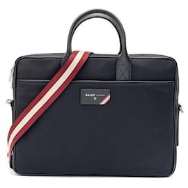 Borsa business Bally in nylon nera