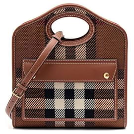 Mini Stricktasche mit Karomuster und Tasche - Burberry
