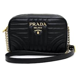 Prada Mini borsa a tracolla Diagram in pelle nera con logo