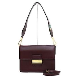 Borsa a tracolla e crossbody in pelle bordeaux con tracolla ricamata - Etro