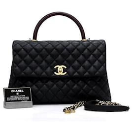 Borsa Tote grande in lucertola caviar con manico Coco, borsa a tracolla con catena dorata e crossbody - Chanel