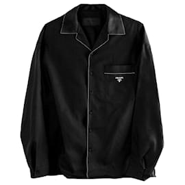 Camisa de manga larga de seda con detalles de costura - Prada