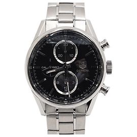 Tag Heuer CARRERA Calibre Automatik-Chronograph Herrenuhr aus Stahl mit schwarzem Zifferblatt