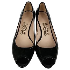 Scarpe Peep-Toe in pelle verniciata da donna Salvatore Ferragamo