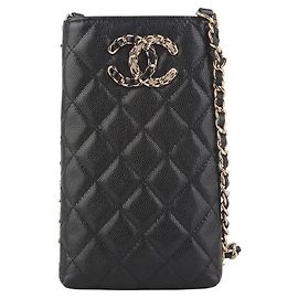 Chanel Klassische Caviar Gold CC Chain Phone Holder Crossbody Bag