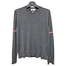 Thom Browne Merino-Wolle Rundstrick Charcoal stamp