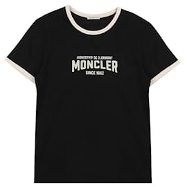 Moncler Logo Jersey T-Shirt aus Baumwolle Schwarz