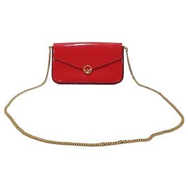 Fendi Borsa a tracolla WOC in vernice con catena e logo