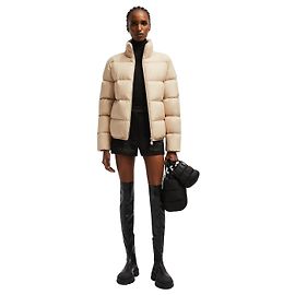 Moncler Generalüberholte Abbadia kurze Daunenjacke, Beige, Größe