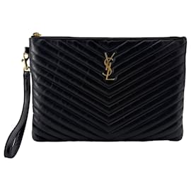 Saint Laurent Clutch Monogram Matelassé Gold New Medium