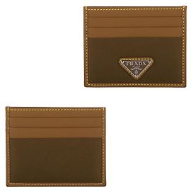 Prada Triangle Logo Lina Nylon Leather Card Holder