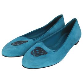 Alexander Mcqueen Skull Loafer aus blauem Wildleder