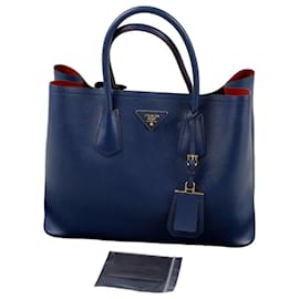 Prada Double Tote Bag BN2756 Blu Pelle