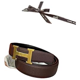 Hermès Matt Gold Classic Black Brown Wendelgürtel