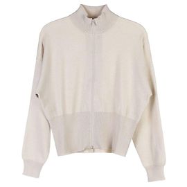 Brunello Cucinelli Cardigan in maglia con zip bianco donna