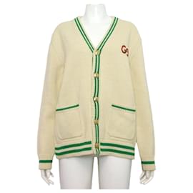Gucci Unisex Cardigan aus Baumwolle mit Ananas-Logo und Goldknöpfen