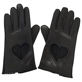 Guanti in pelle nera con cuore da donna - Hermès