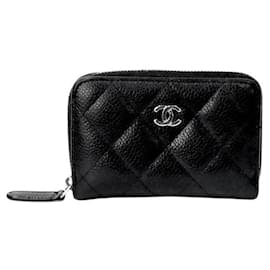 Chanel Portacarte con zip nero